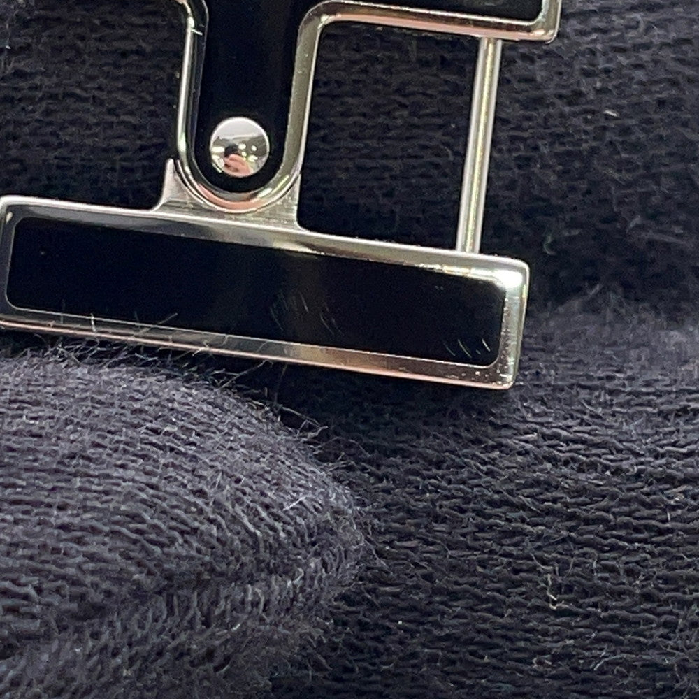 HERMES Single earring "H" Black Metal