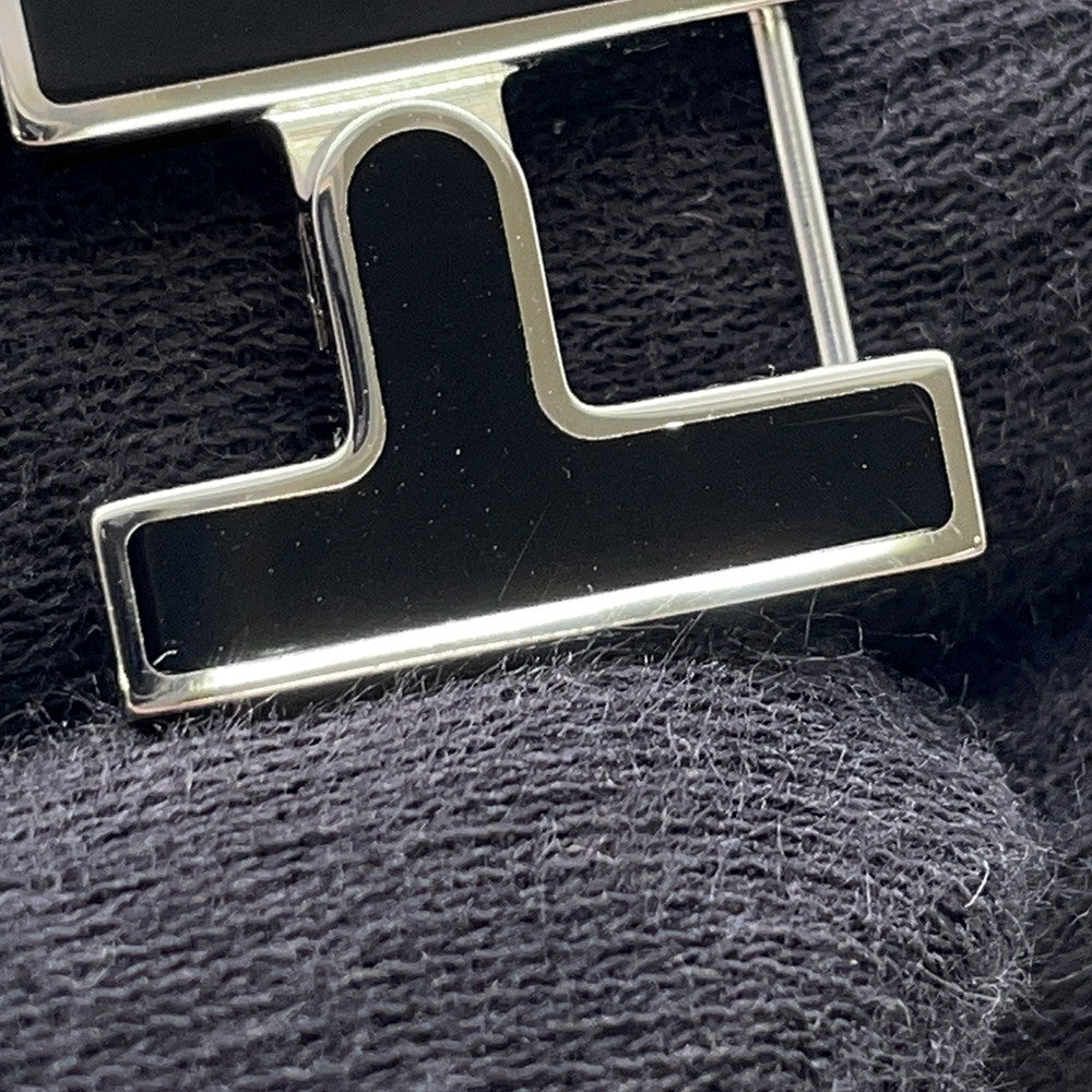 HERMES Single earring "H" Black Metal