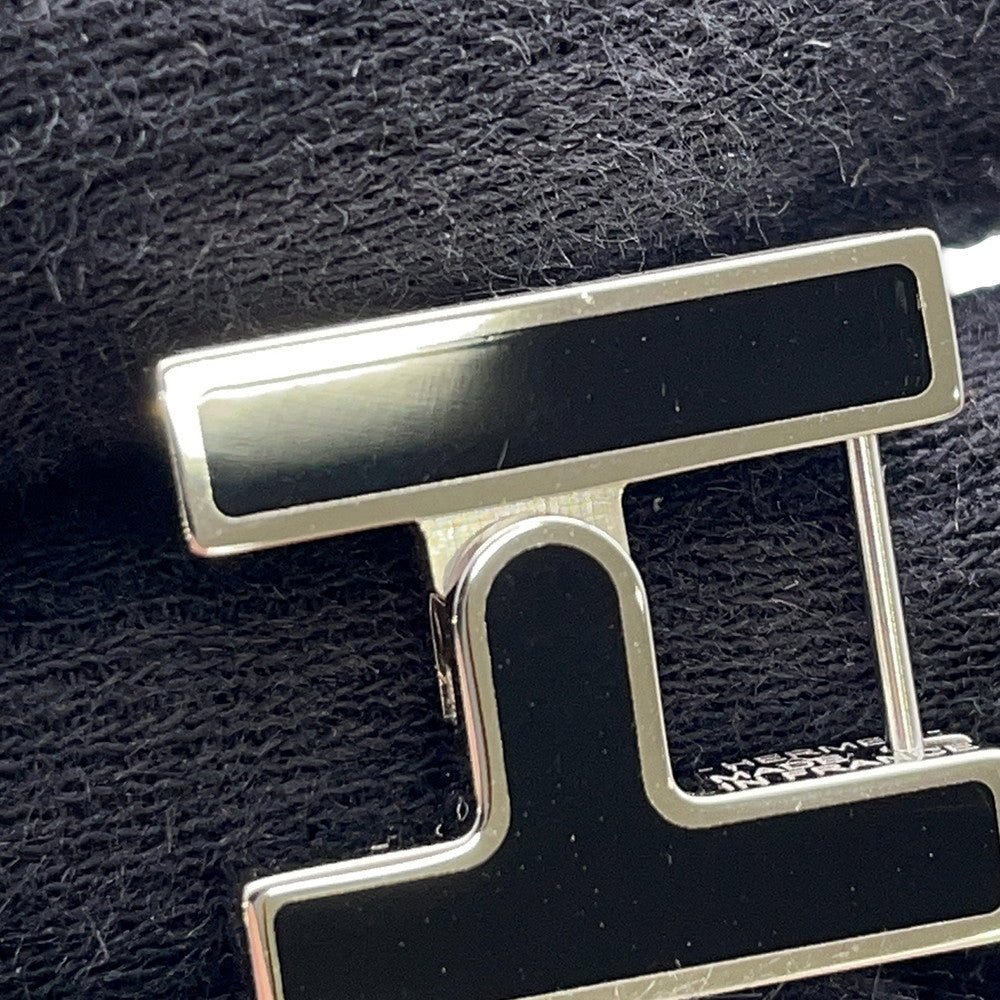 HERMES Single earring "H" Black Metal