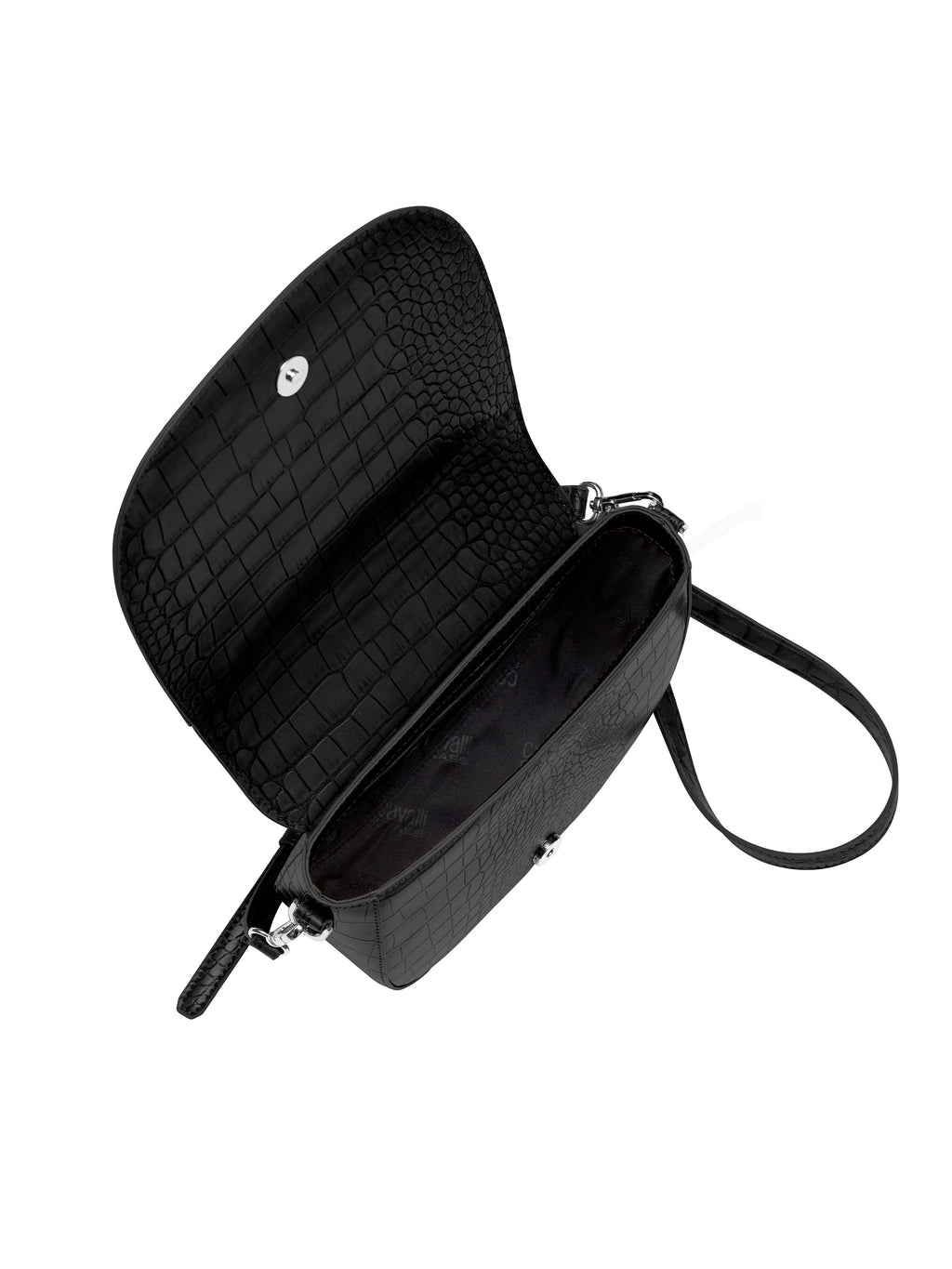 Cavalli Class TORINO Black Medium Crocco Saddle Crossbody bag