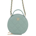CHANEL Matelasse Chain Vanity Bag Light GreenAP2502 Caviar Leather Size Small