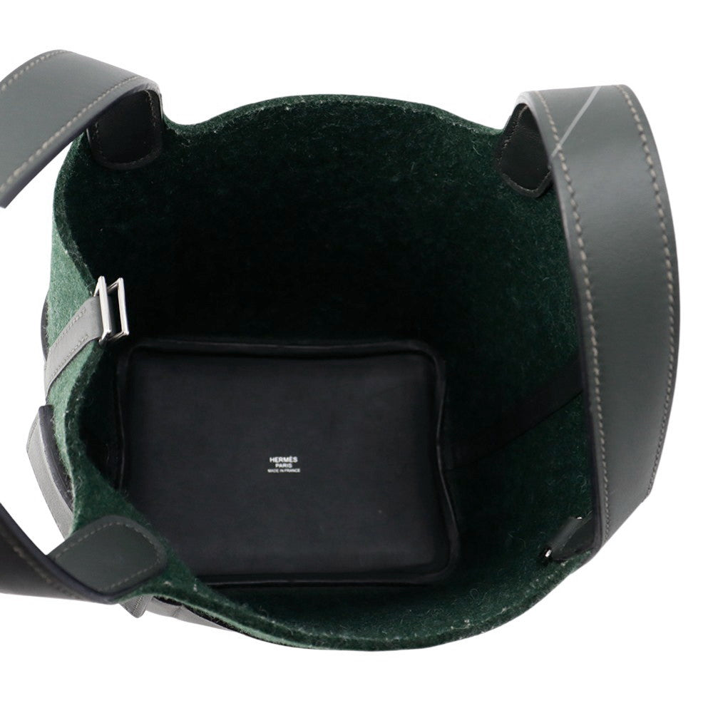 HERMES Picotin Padlock Go Team Vert Fonce Swift Leather Felt Size PM