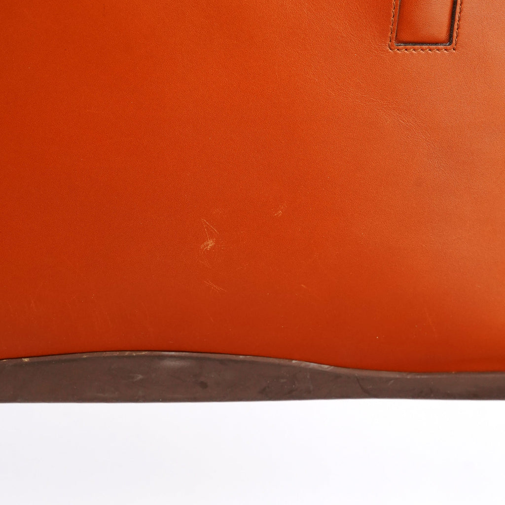 B9262 Cognac Calf Leather Rubber Bottom Tote Bag