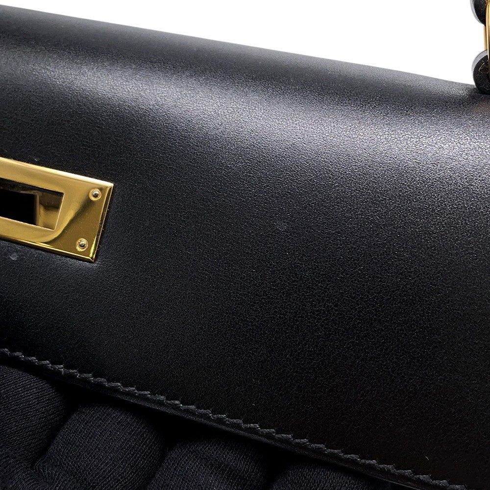 HERMES Kelly Sellier Black Box Calf Leather Size 32