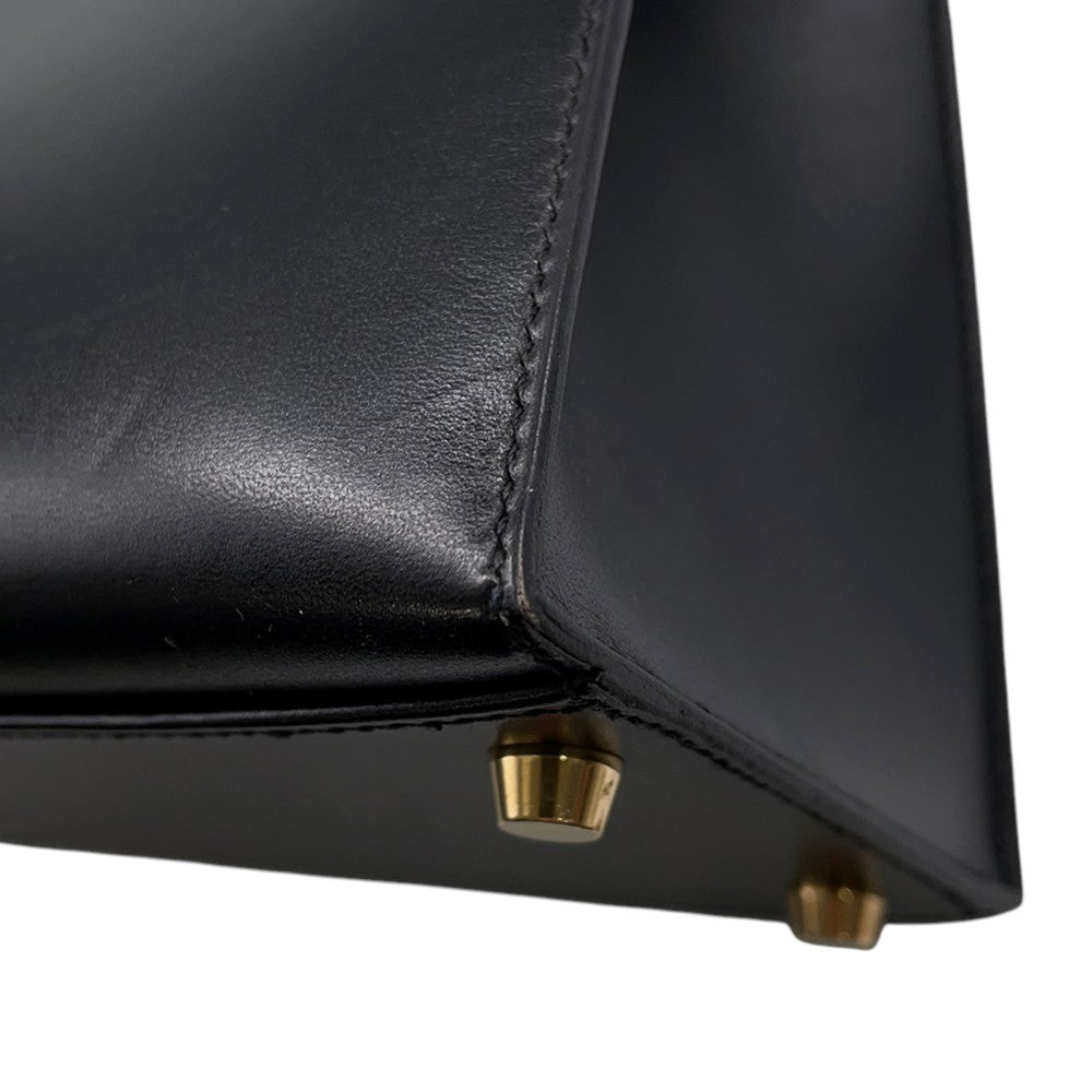 HERMES Kelly Sellier Black Box Calf Leather Size 32