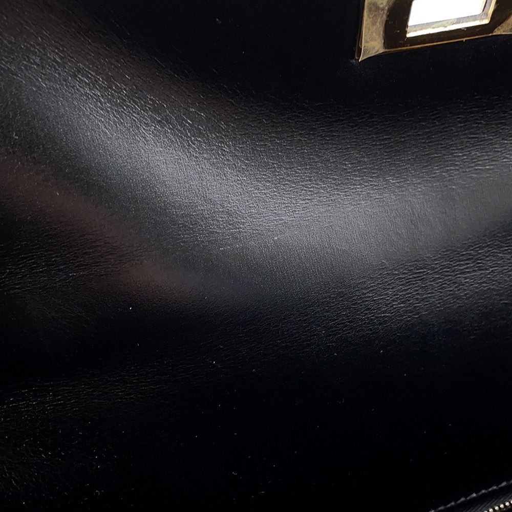 HERMES Kelly Sellier Black Box Calf Leather Size 32