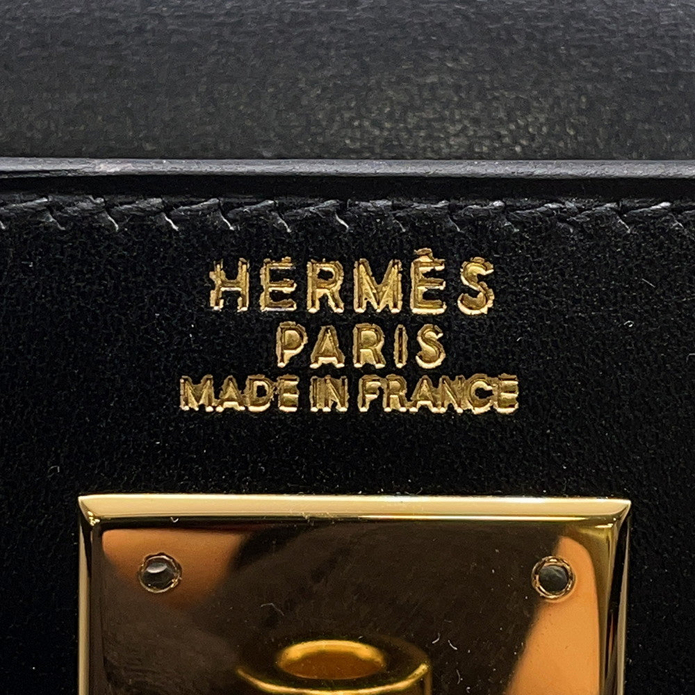 HERMES Kelly Sellier Black Box Calf Leather Size 32
