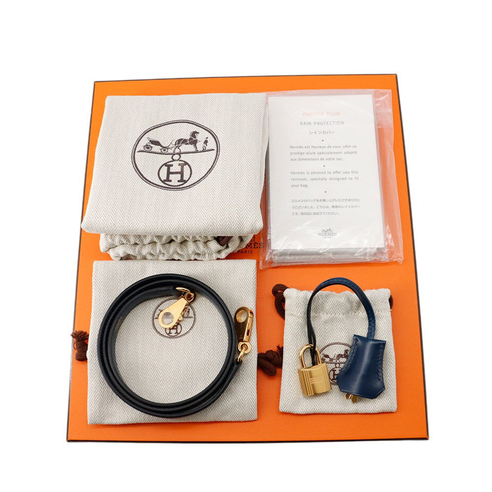 HERMES Kelly Sellier Blue de Prusse Box Calf Leather Size 25