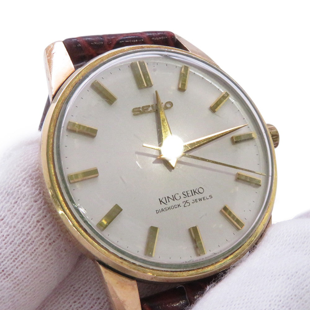 SEIKO King SEIKO 44KS 2nd model, earliest model W36mm Gold Plated Leather Silver Dial442000