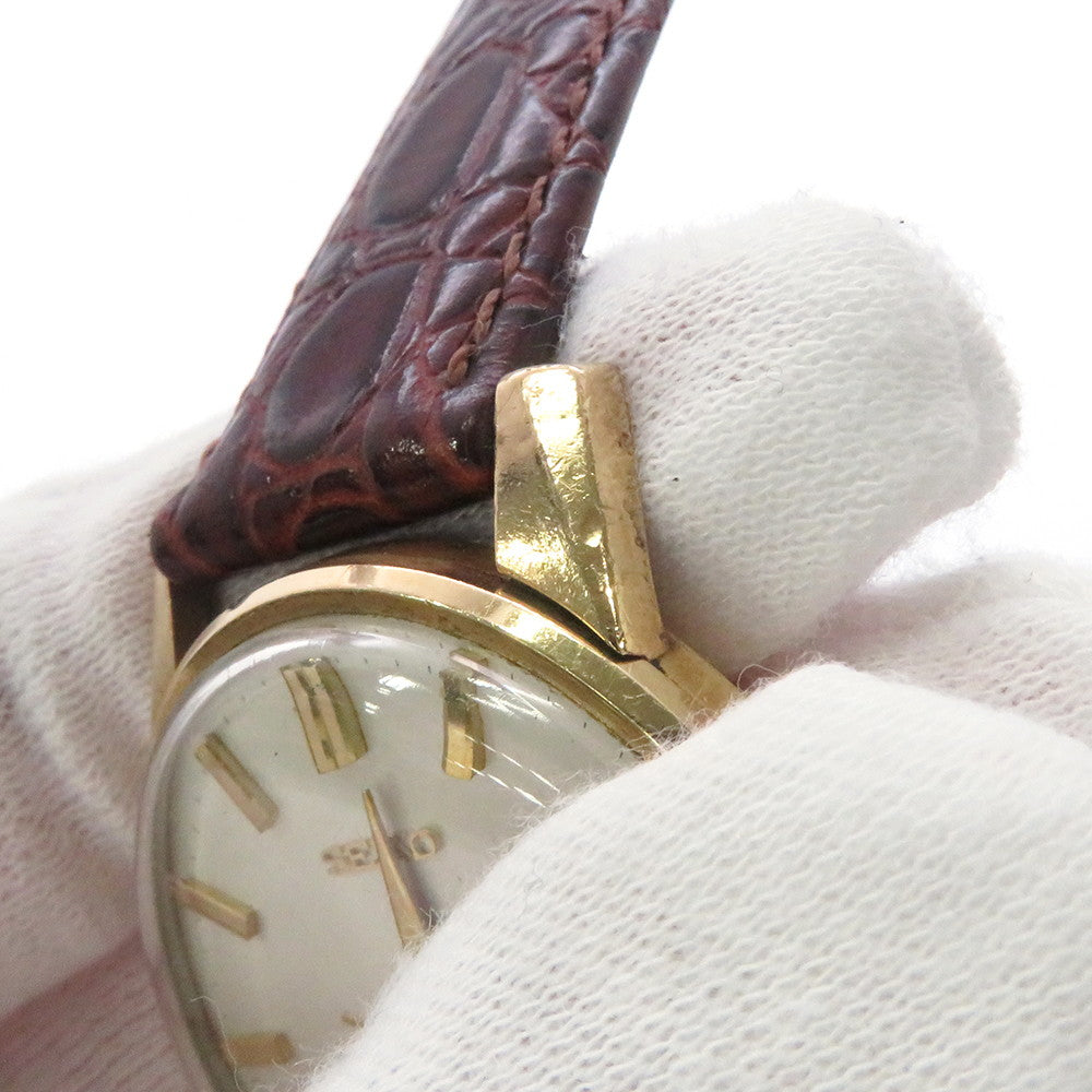 SEIKO King SEIKO 44KS 2nd model, earliest model W36mm Gold Plated Leather Silver Dial442000
