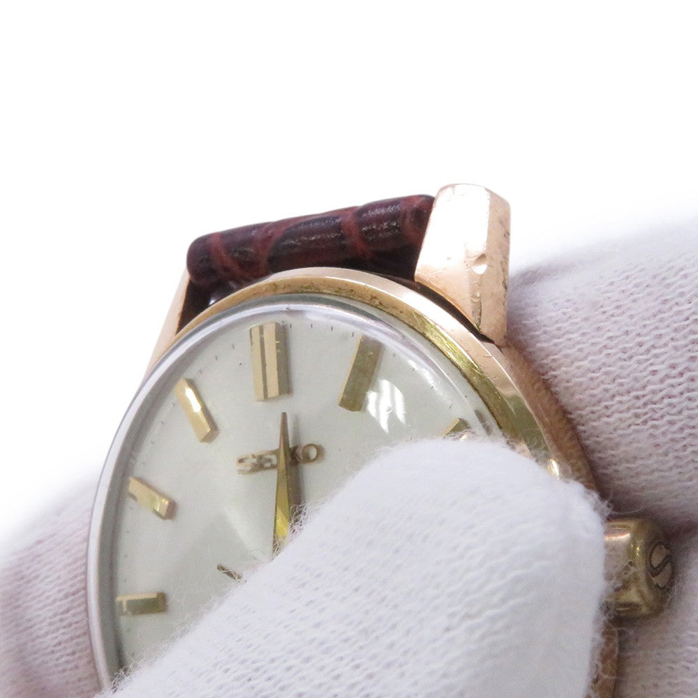 SEIKO King SEIKO 44KS 2nd model, earliest model W36mm Gold Plated Leather Silver Dial442000