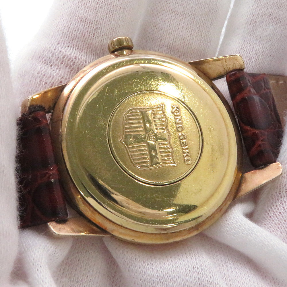 SEIKO King SEIKO 44KS 2nd model, earliest model W36mm Gold Plated Leather Silver Dial442000