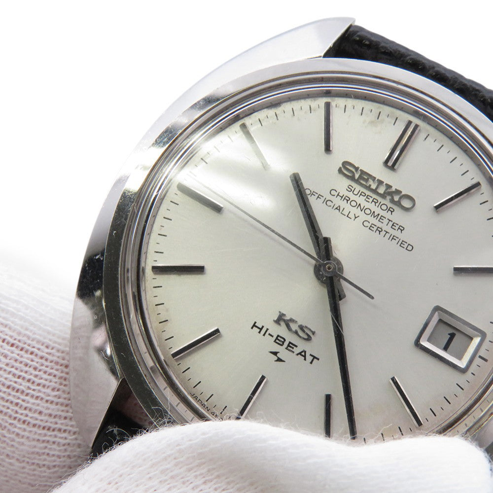 SEIKO King Seiko 45KS Superior Chronometer W37mm Stainless Steel Leather Silver Dial4502ｰ8010