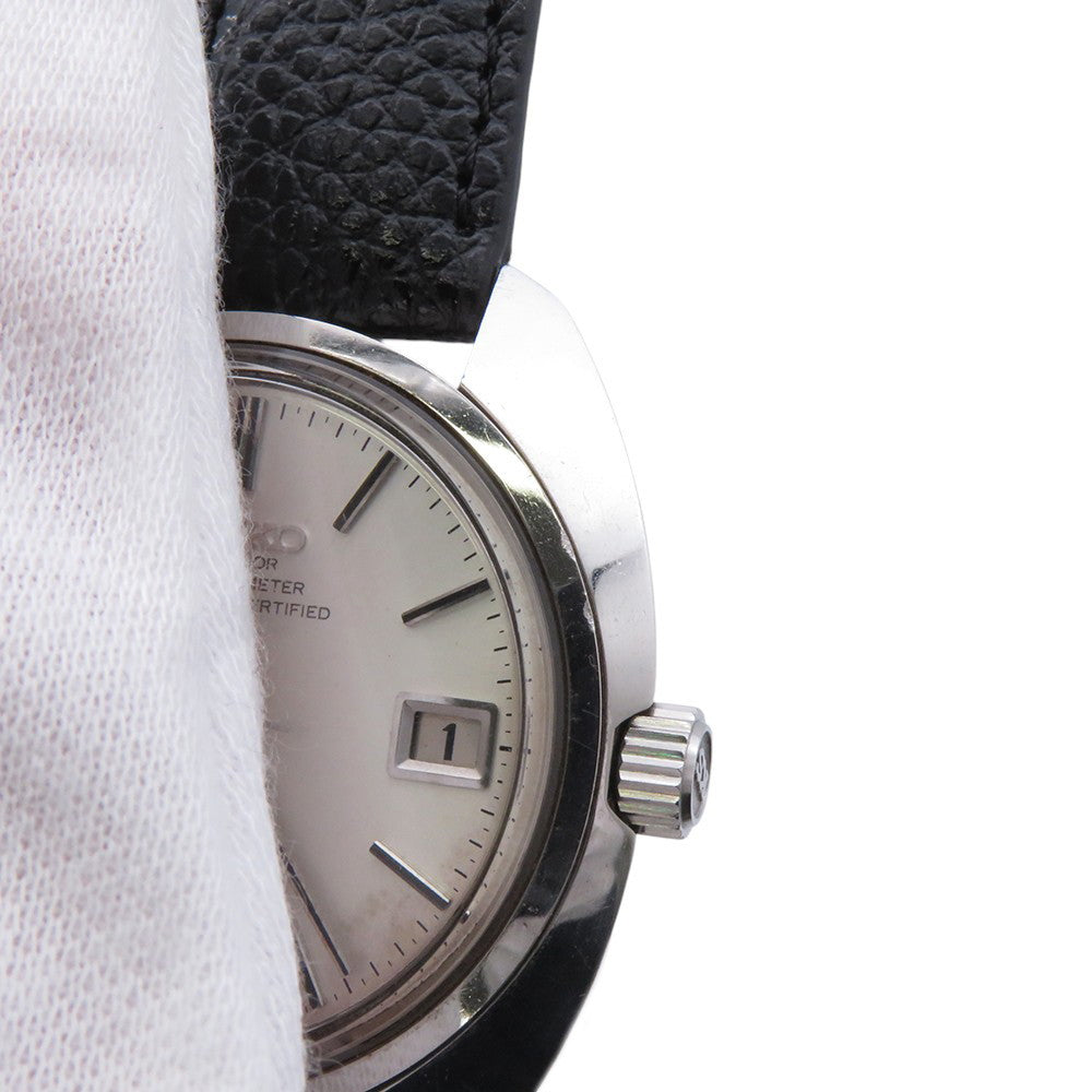SEIKO King Seiko 45KS Superior Chronometer W37mm Stainless Steel Leather Silver Dial4502ｰ8010