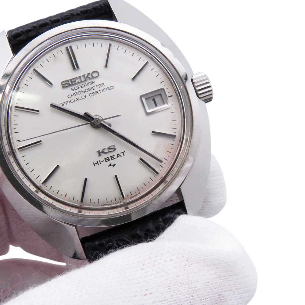 SEIKO King Seiko 45KS Superior Chronometer W37mm Stainless Steel Leather Silver Dial4502ｰ8010
