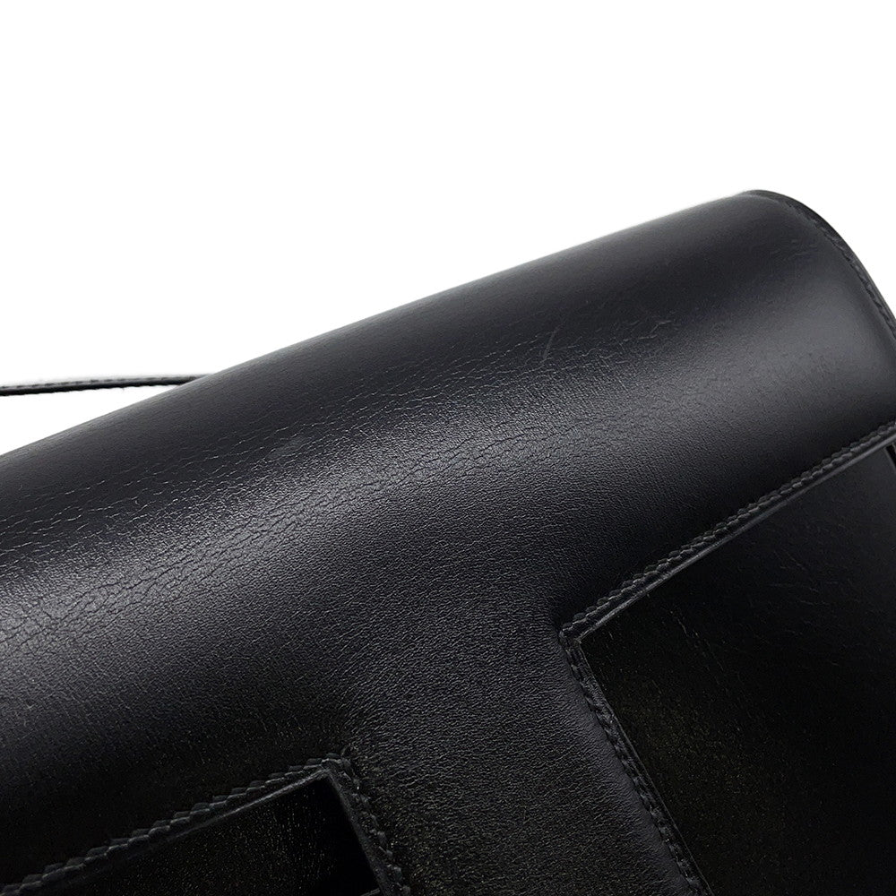 HERMES Sologne Black Box Calf Leather