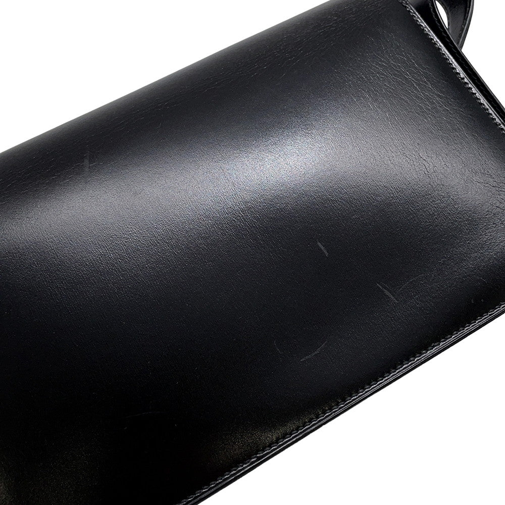 HERMES Sologne Black Box Calf Leather