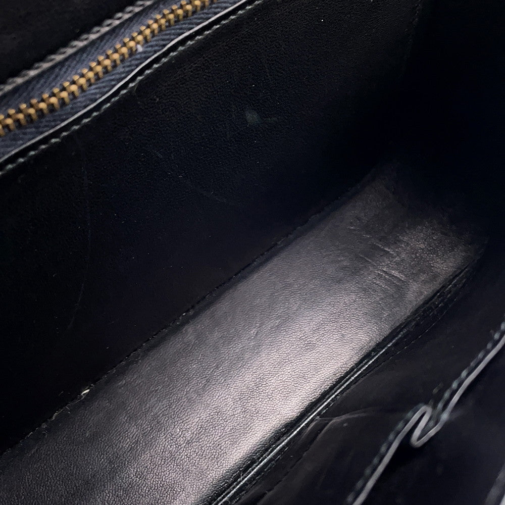 HERMES Sologne Black Box Calf Leather