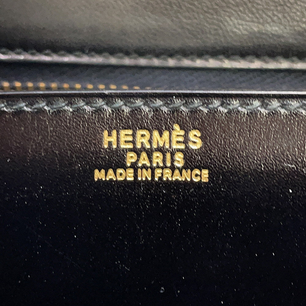 HERMES Sologne Black Box Calf Leather