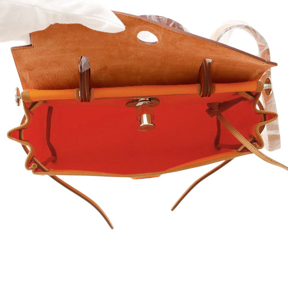 HERMES Herbag zip Orange minyan Toile Officer Bash Hunter Size PM