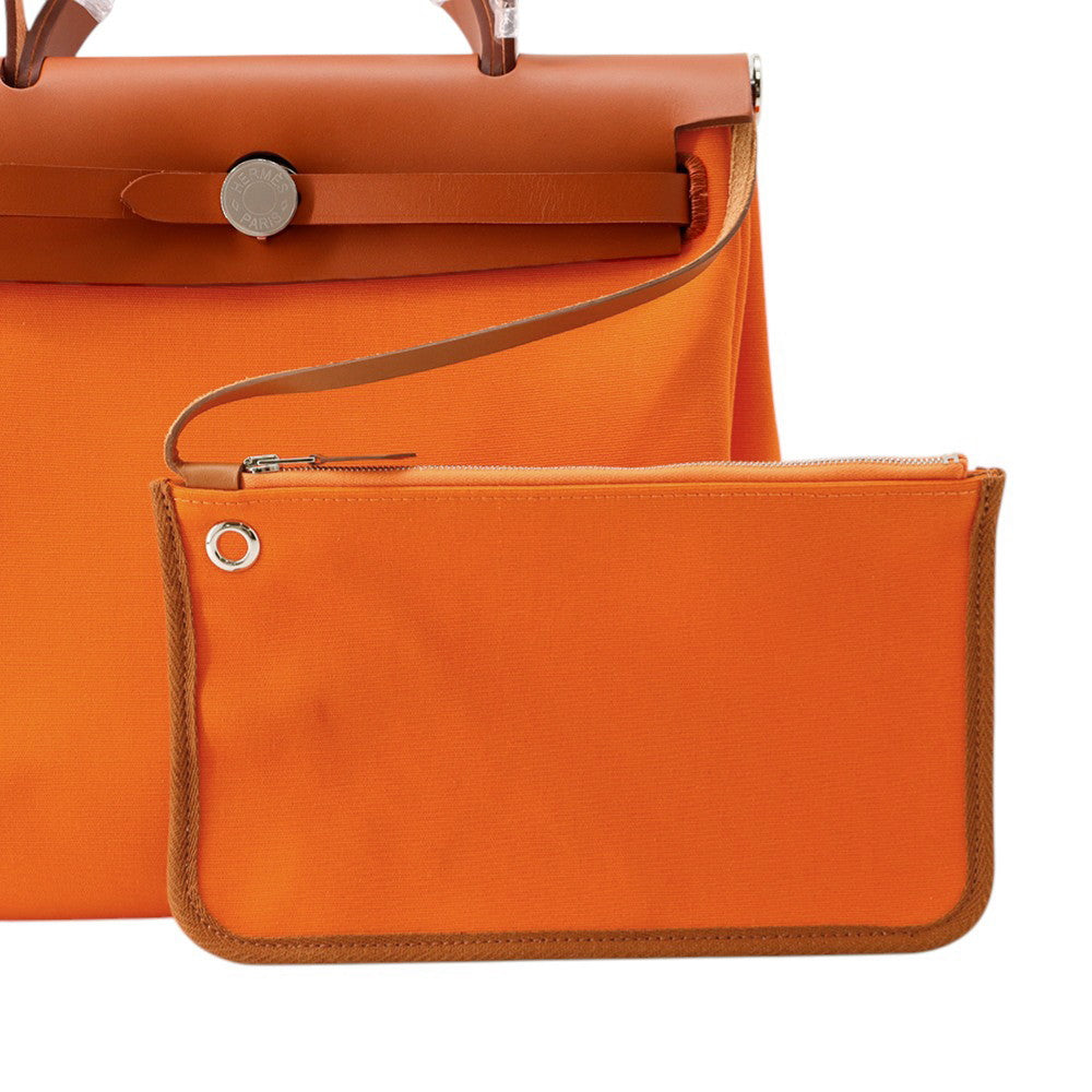 HERMES Herbag zip Orange minyan Toile Officer Bash Hunter Size PM