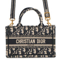 Dior Book Tote Oblique Embroidery Navy/BeigeS5573CRIW Canvas Size Mini