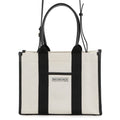 BALENCIAGA Hardware Tote Bag White/Black671402 Canvas Leather Size S