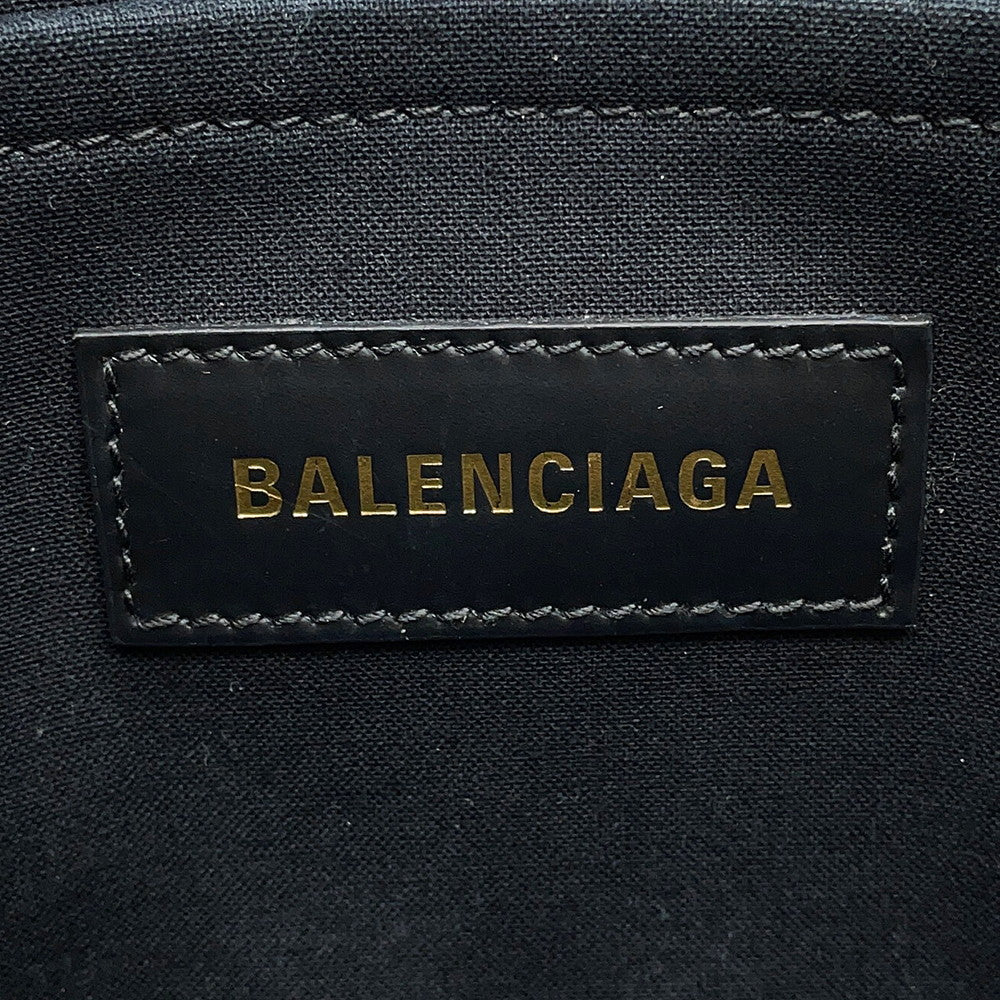 BALENCIAGA Hardware Tote Bag White/Black671402 Canvas Leather Size S