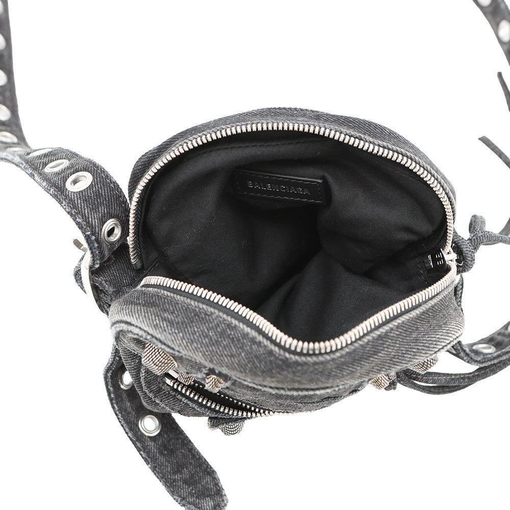 BALENCIAGA Le Cagoule Cross Body Bag Black719065 Denim