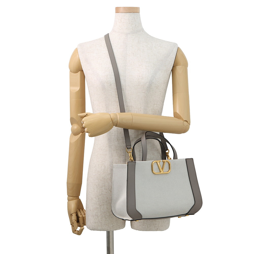 Valentino Garavani V Logo Handbag White/Gray2W0B0K96YJH Canvas Leather