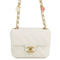 CHANEL Mini Matelasse Medal ChainShoulder Bag WhiteAS3738 Lambskin