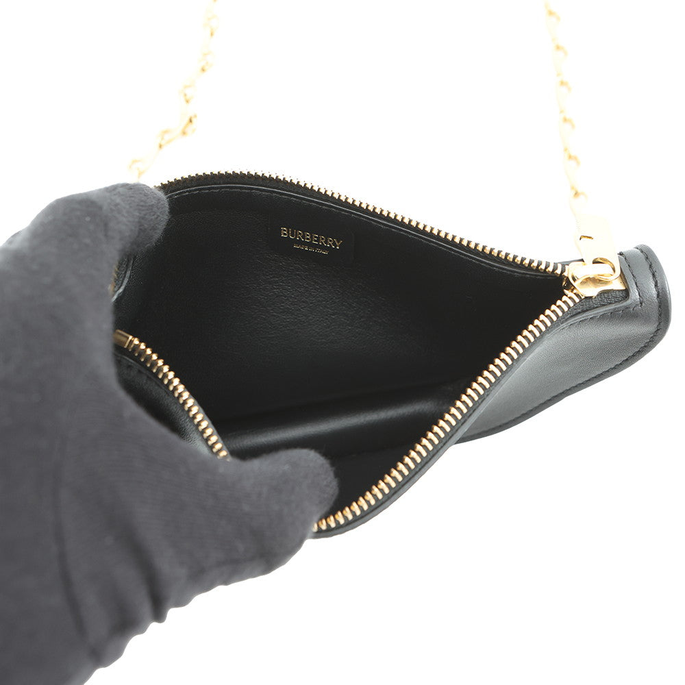 BURBERRY Shield ChainShoulder Bag Black8079856 Leather Size micro