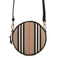 BURBERRY Icon Stripe Louise Bag Beige/Black/White8051846 PVC