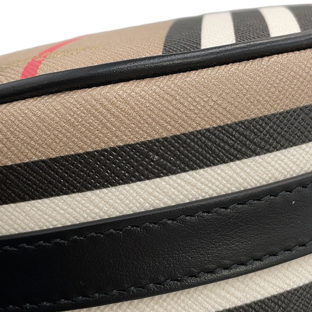 BURBERRY Icon Stripe Louise Bag Beige/Black/White8051846 PVC