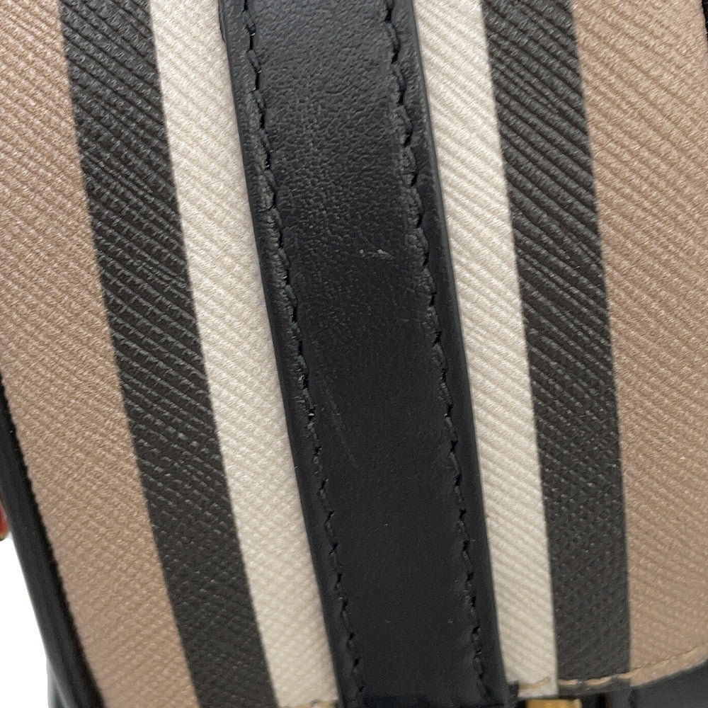 BURBERRY Icon Stripe Louise Bag Beige/Black/White8051846 PVC