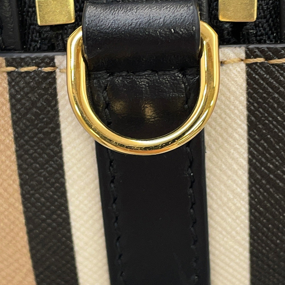 BURBERRY Icon Stripe Louise Bag Beige/Black/White8051846 PVC