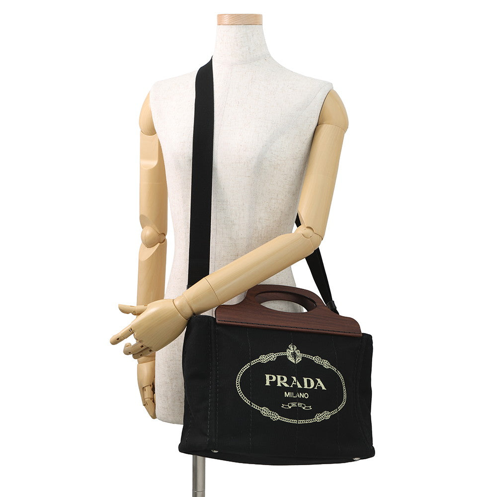 PRADA Canapa Black1BG350 Canvas Wood