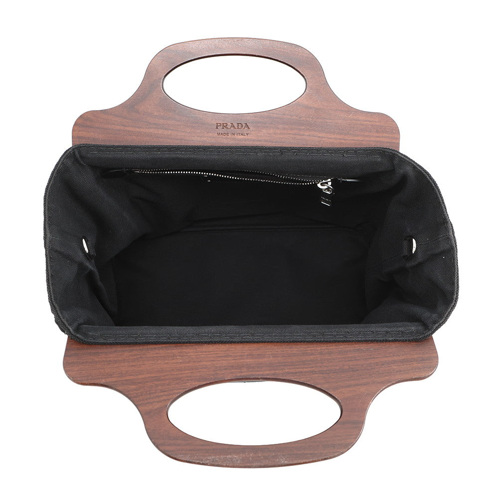 PRADA Canapa Black1BG350 Canvas Wood