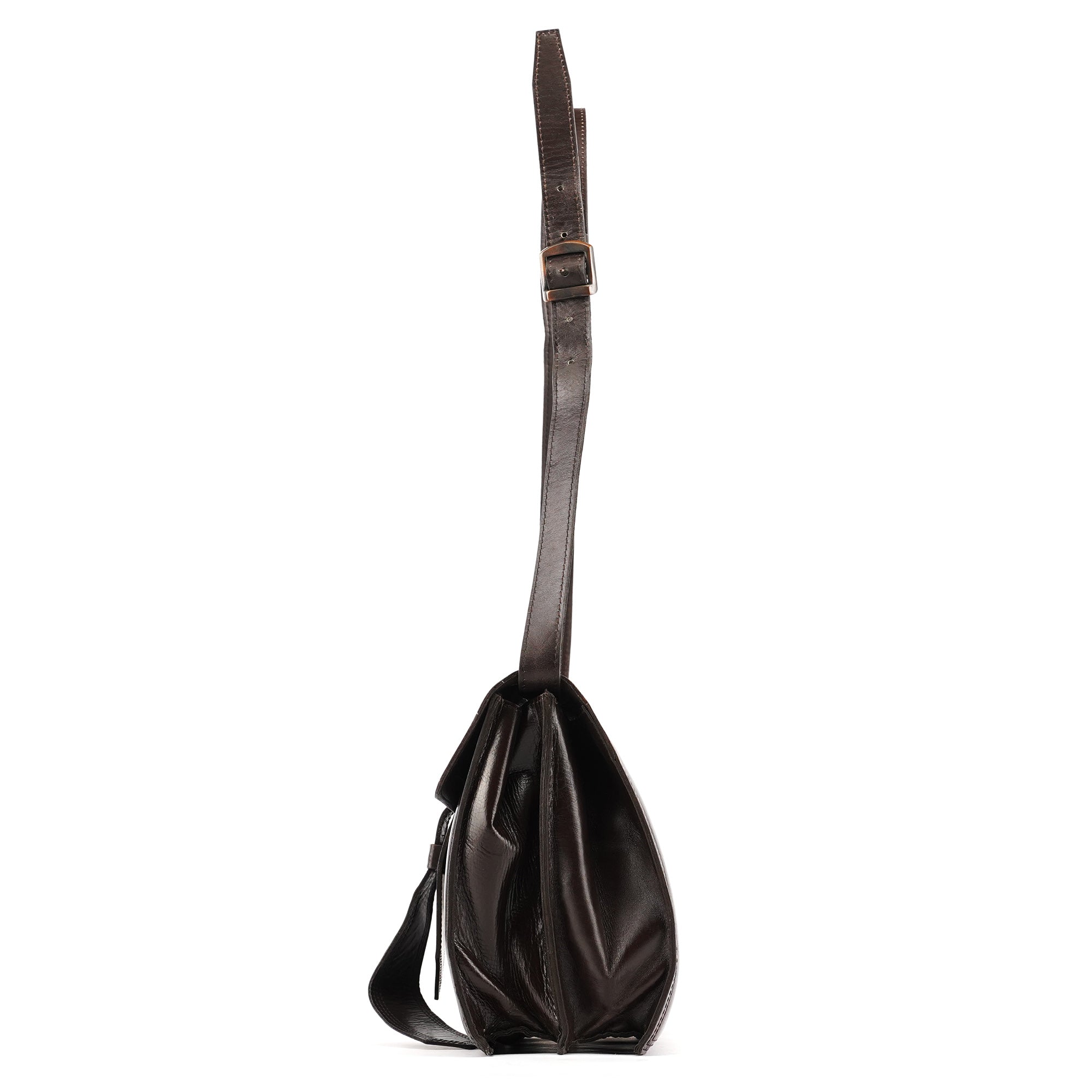 Brown Leather Flap Shoulder Bag