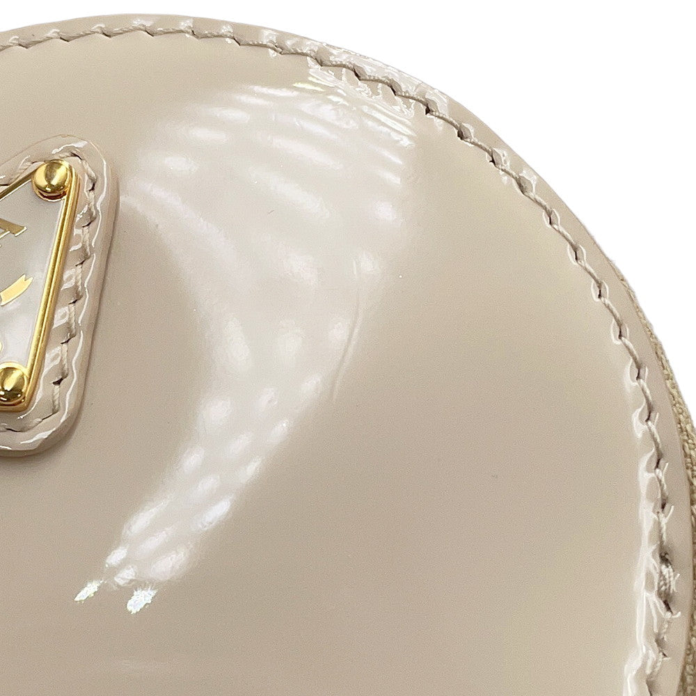 PRADA Triangle logo mini pouch with chain Beige1NT023 Enamel