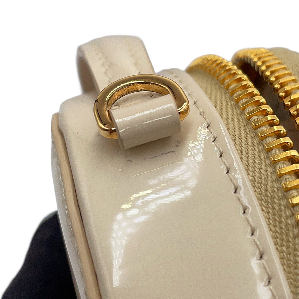 PRADA Triangle logo mini pouch with chain Beige1NT023 Enamel