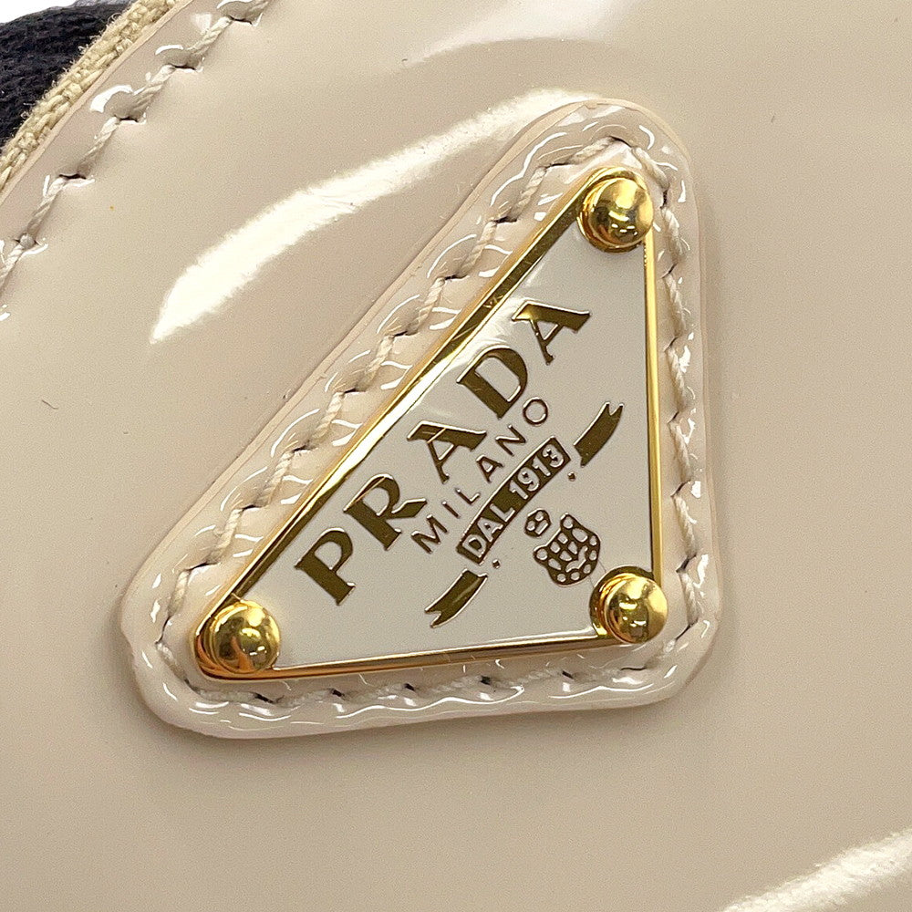 PRADA Triangle logo mini pouch with chain Beige1NT023 Enamel