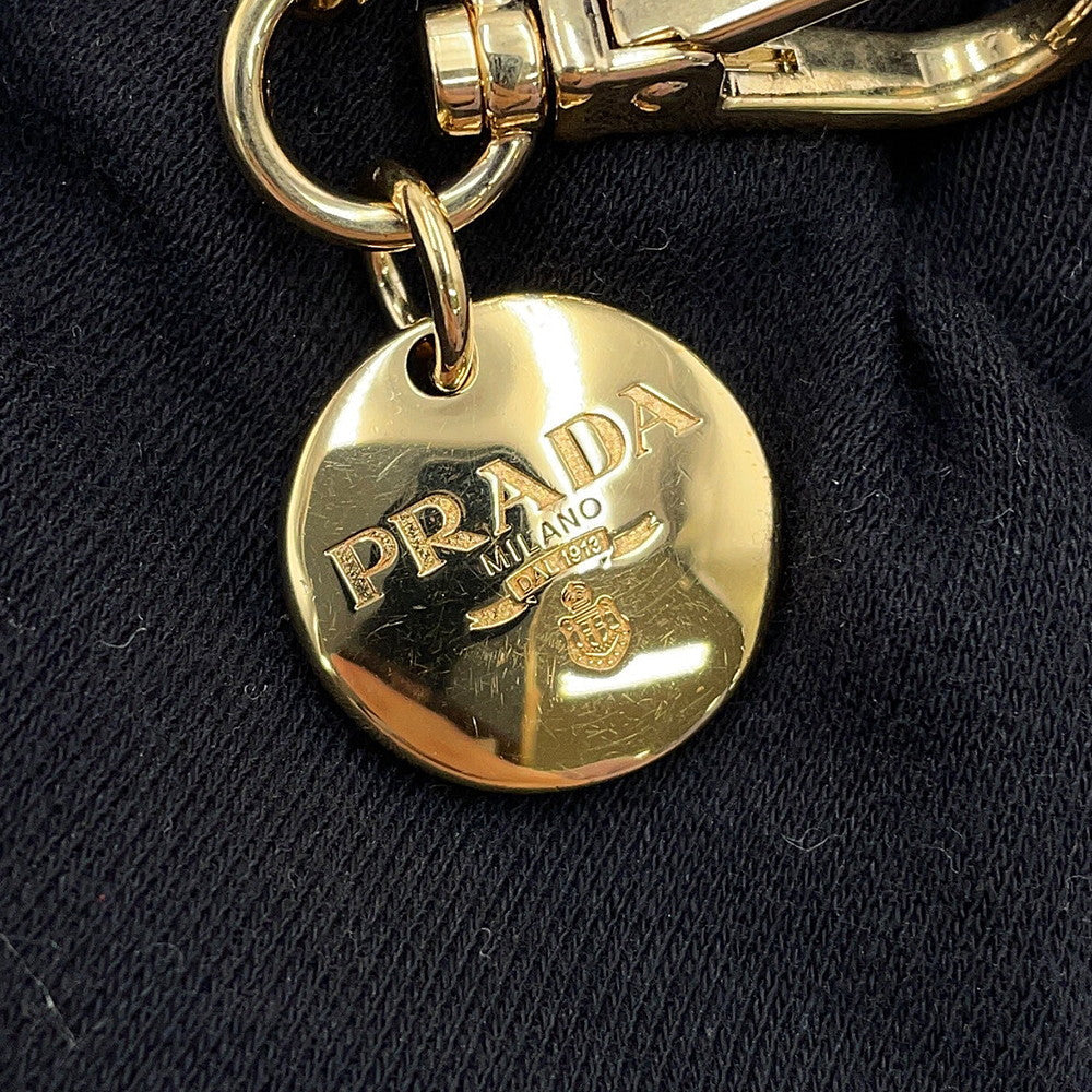 PRADA Triangle logo mini pouch with chain Beige1NT023 Enamel