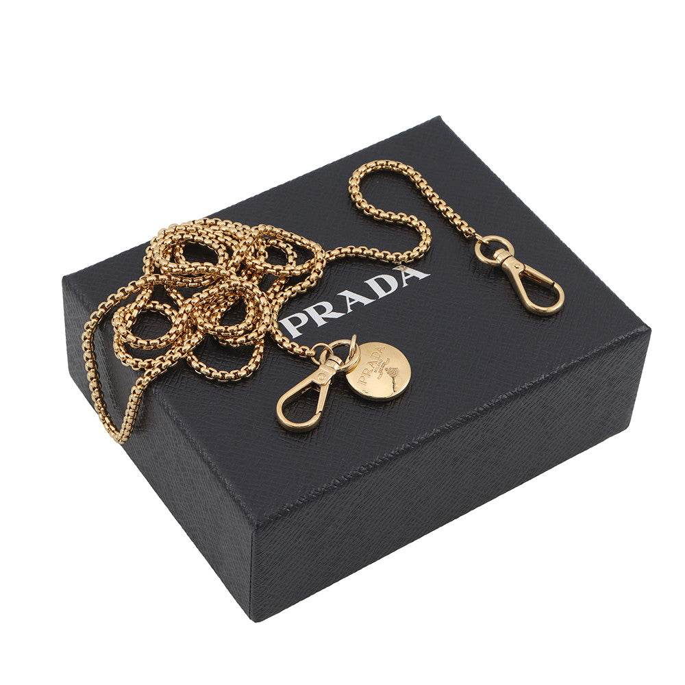 PRADA Triangle logo mini pouch with chain Beige1NT023 Enamel