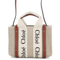 Chloe Woody tote Beige/BrownCHC22AP237I2690U Linen Size Mini