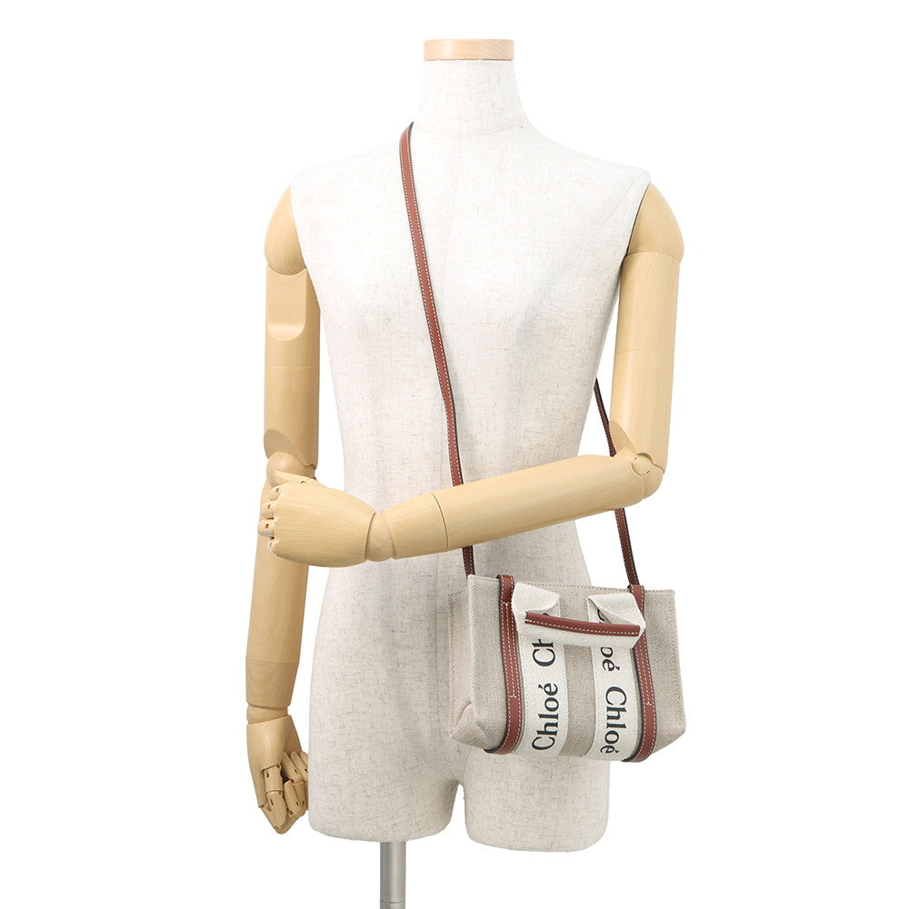 Chloe Woody tote Beige/BrownCHC22AP237I2690U Linen Size Mini