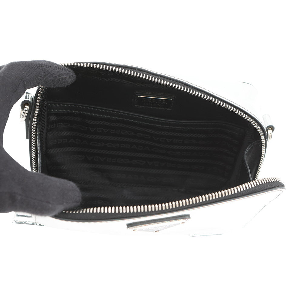 PRADA Brique Shoulder Bag Silver2VH070 Leather