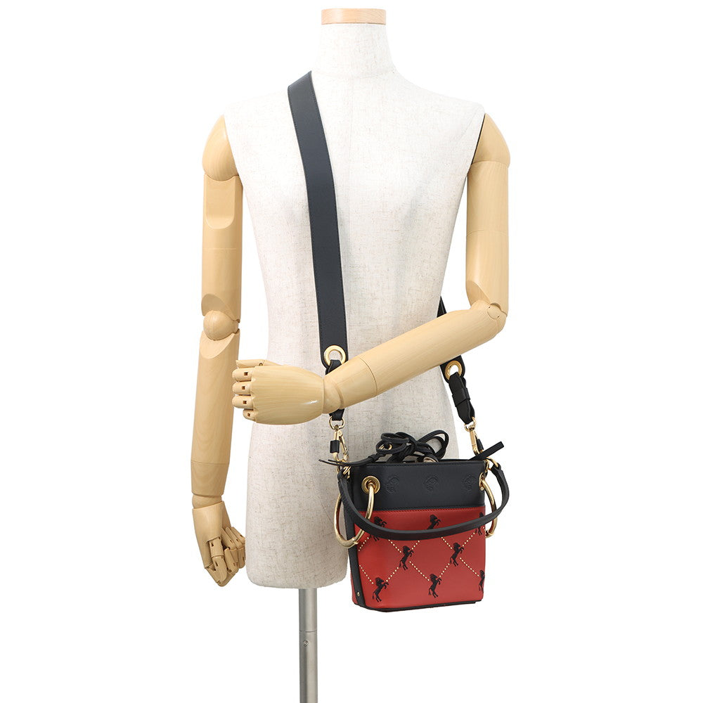 Chloe Roy 2-Way Bucket Shoulder Bag Red/BlackCHC18WS128A50647 Leather Canvas Size Mini