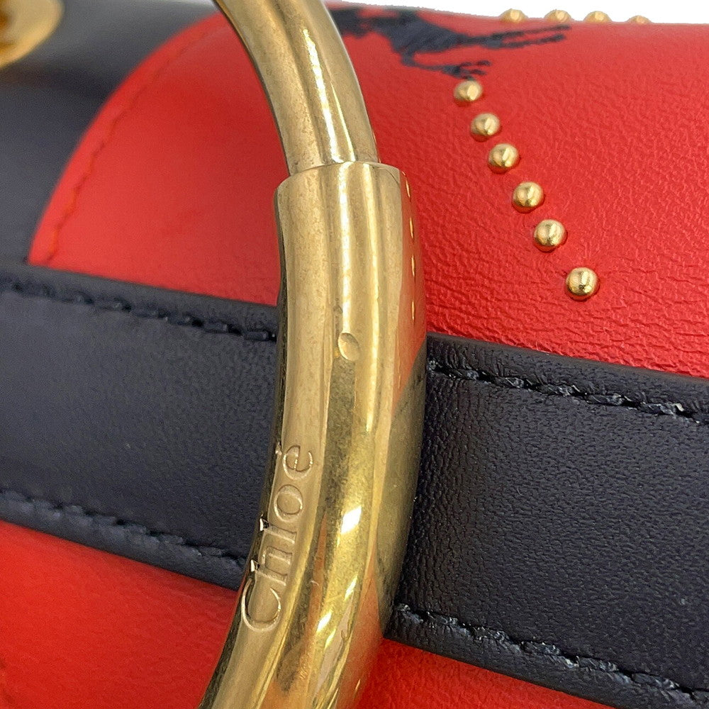 Chloe Roy 2-Way Bucket Shoulder Bag Red/BlackCHC18WS128A50647 Leather Canvas Size Mini