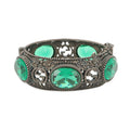 GUCCI Interlocking G Flower Bangle Size 16 Silver/Green SV925